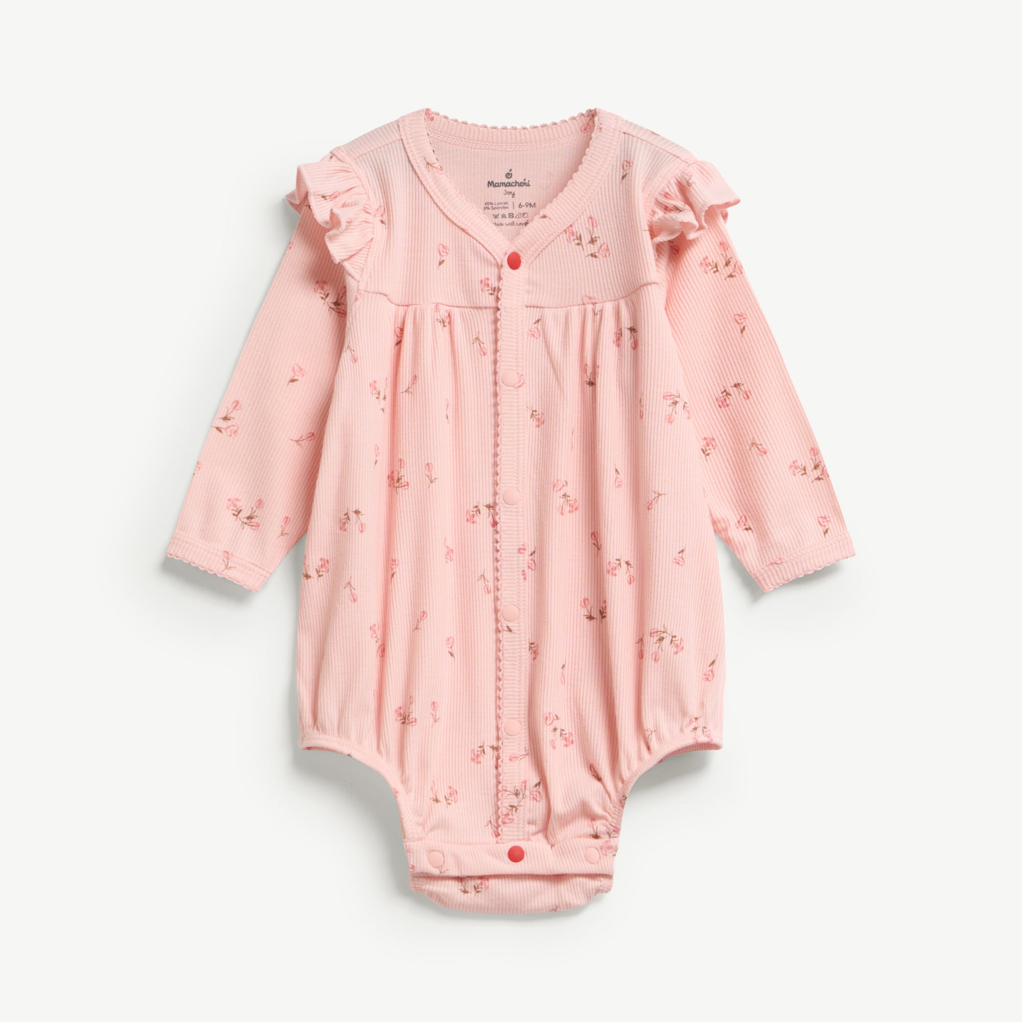  Bodysuit dài tay bé gái vải gân tăm in hoa xinh 