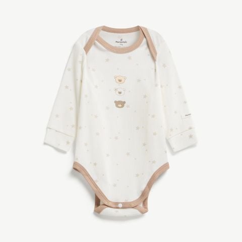 Bodysuit dài tay unisex cổ chồm tiện lợi 