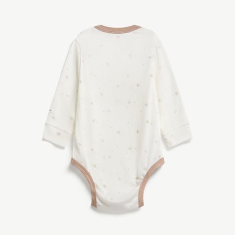  Bodysuit dài tay unisex cổ chồm tiện lợi 