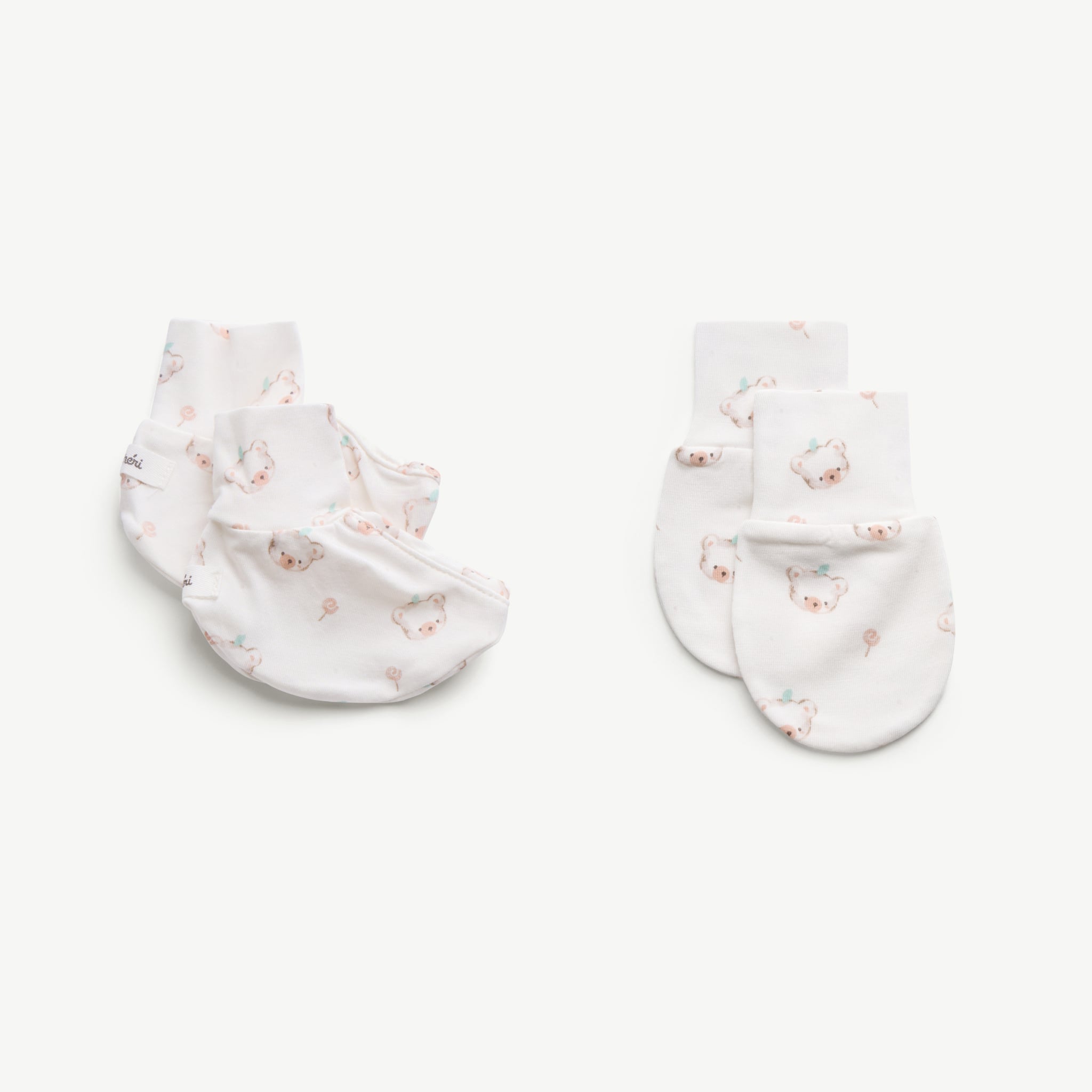 Set bao tay bao chân unisex sơ sinh in gấu dễ thương 