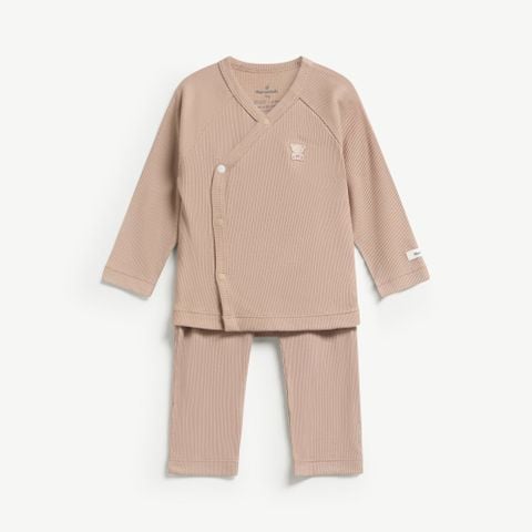  Bộ dài tay unisex cúc phối màu cài lệch 