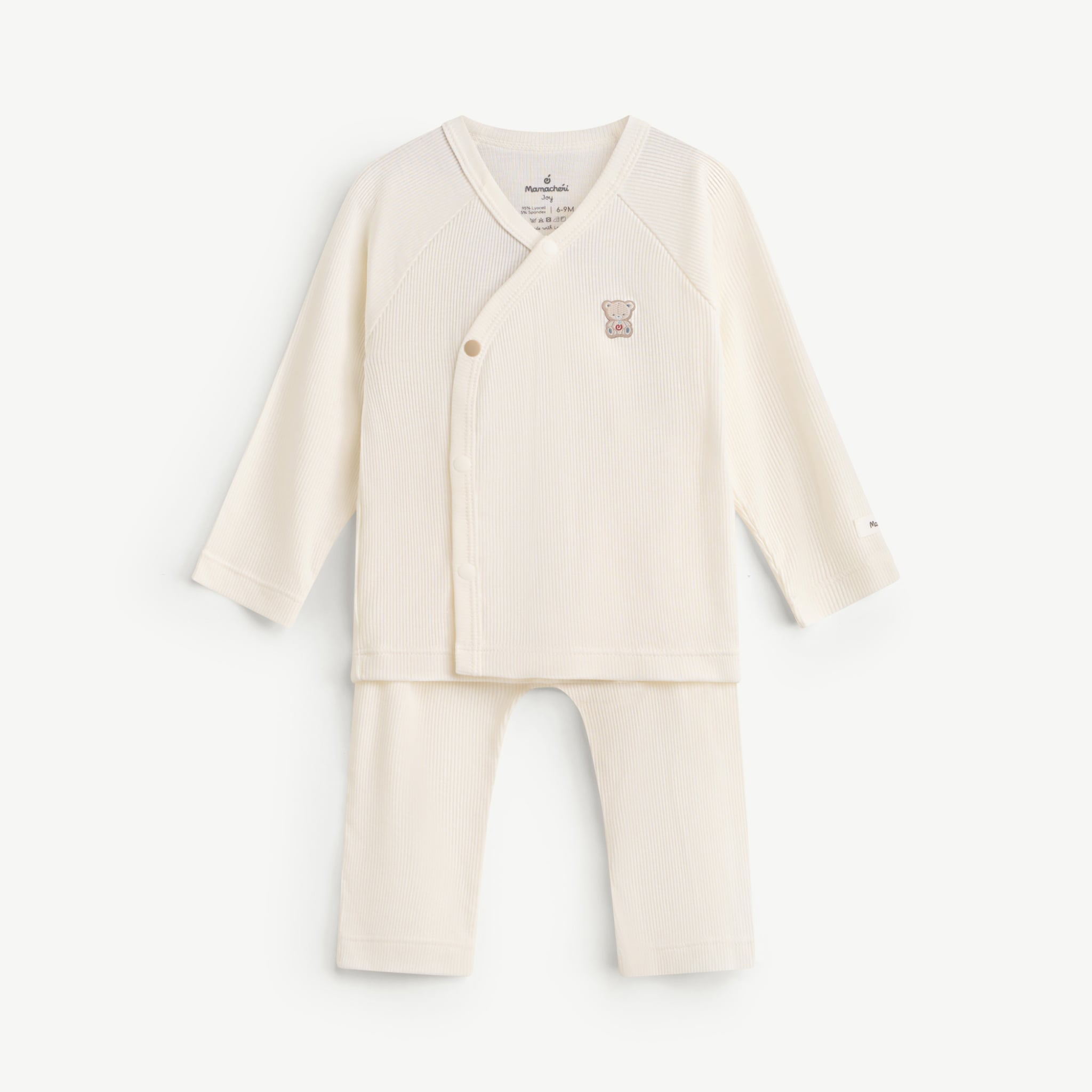  Bộ dài tay unisex thun gân tăm, cúc cài lệch 