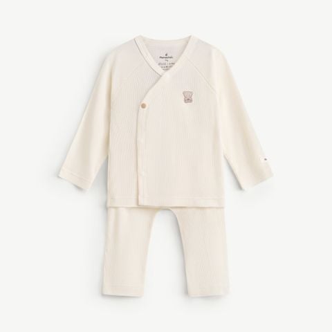  Bộ dài tay unisex thun gân tăm, cúc cài lệch 