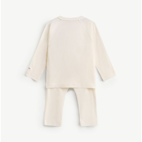  Bộ dài tay unisex thun gân tăm, cúc cài lệch 