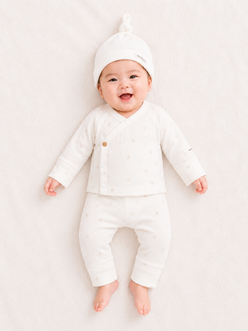  Bộ dài tay unisex sơ sinh cúc phối màu cao cấp 