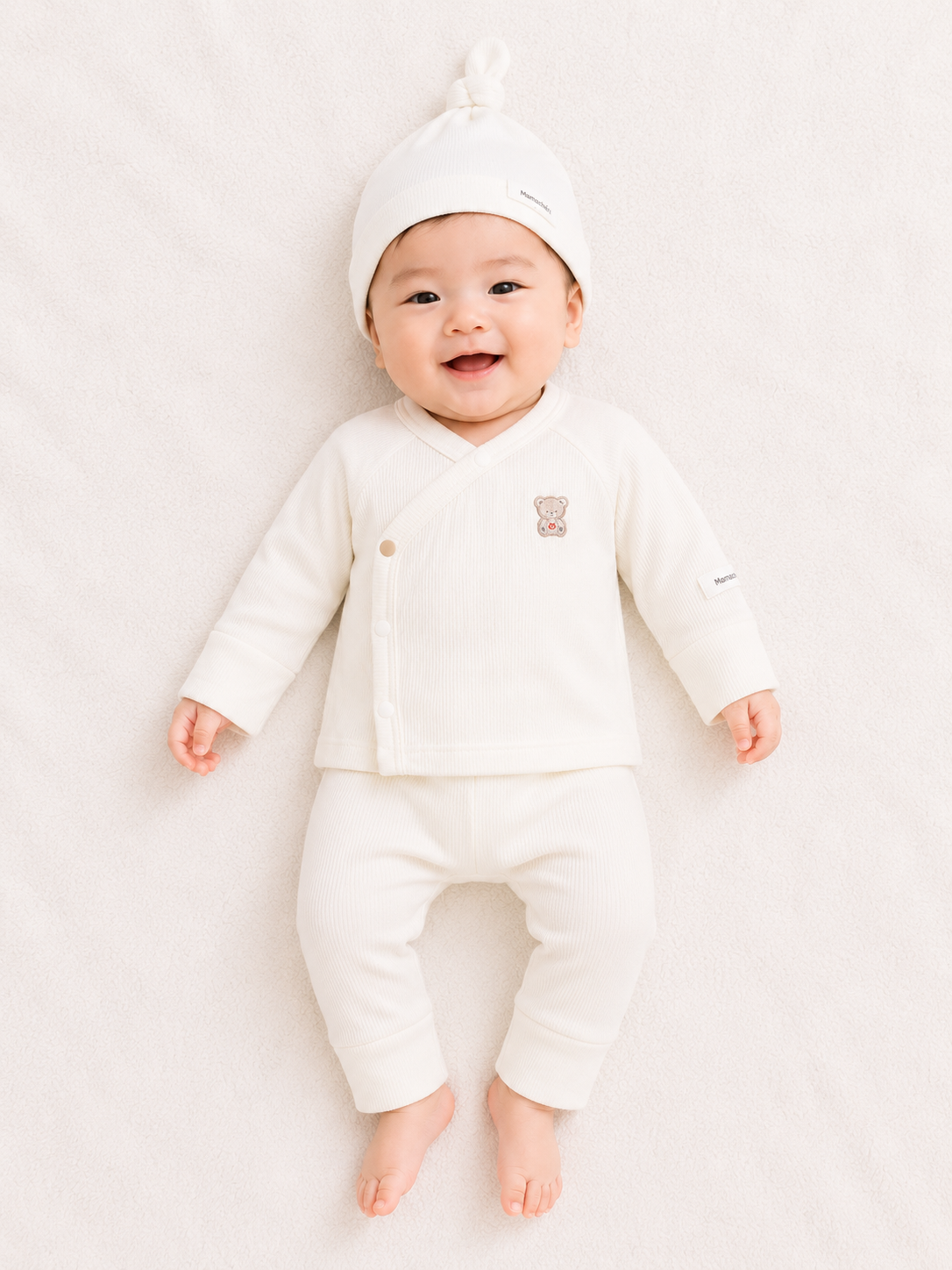  Bộ dài tay unisex vải gân tăm bao tay, bao chân lật 
