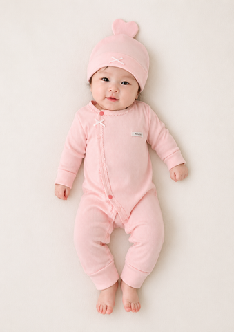  Bộ liền thân bé gái sơ sinh cúc phối màu dễ bấm 