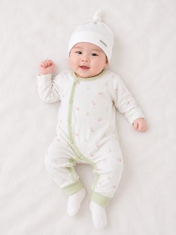 Bộ liền thân dài tay bé trai sơ sinh in họa tiết 