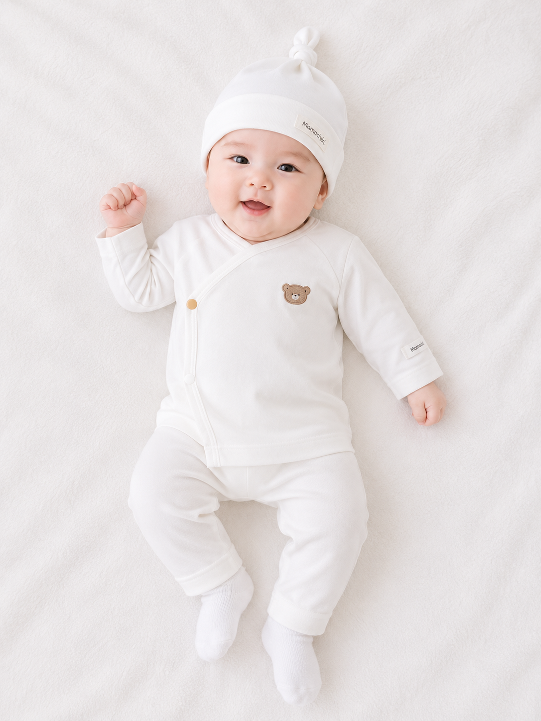  Bộ rời dài tay unisex sơ sinh vải molistflex cúc cài lệch 