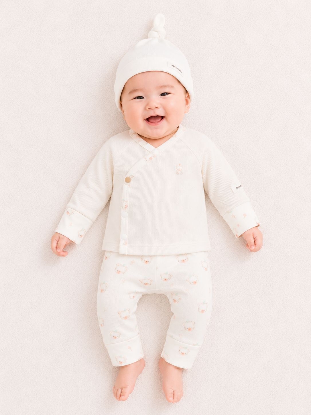  Bộ rời dài tay unisex sơ sinh quần họa tiết gấu 