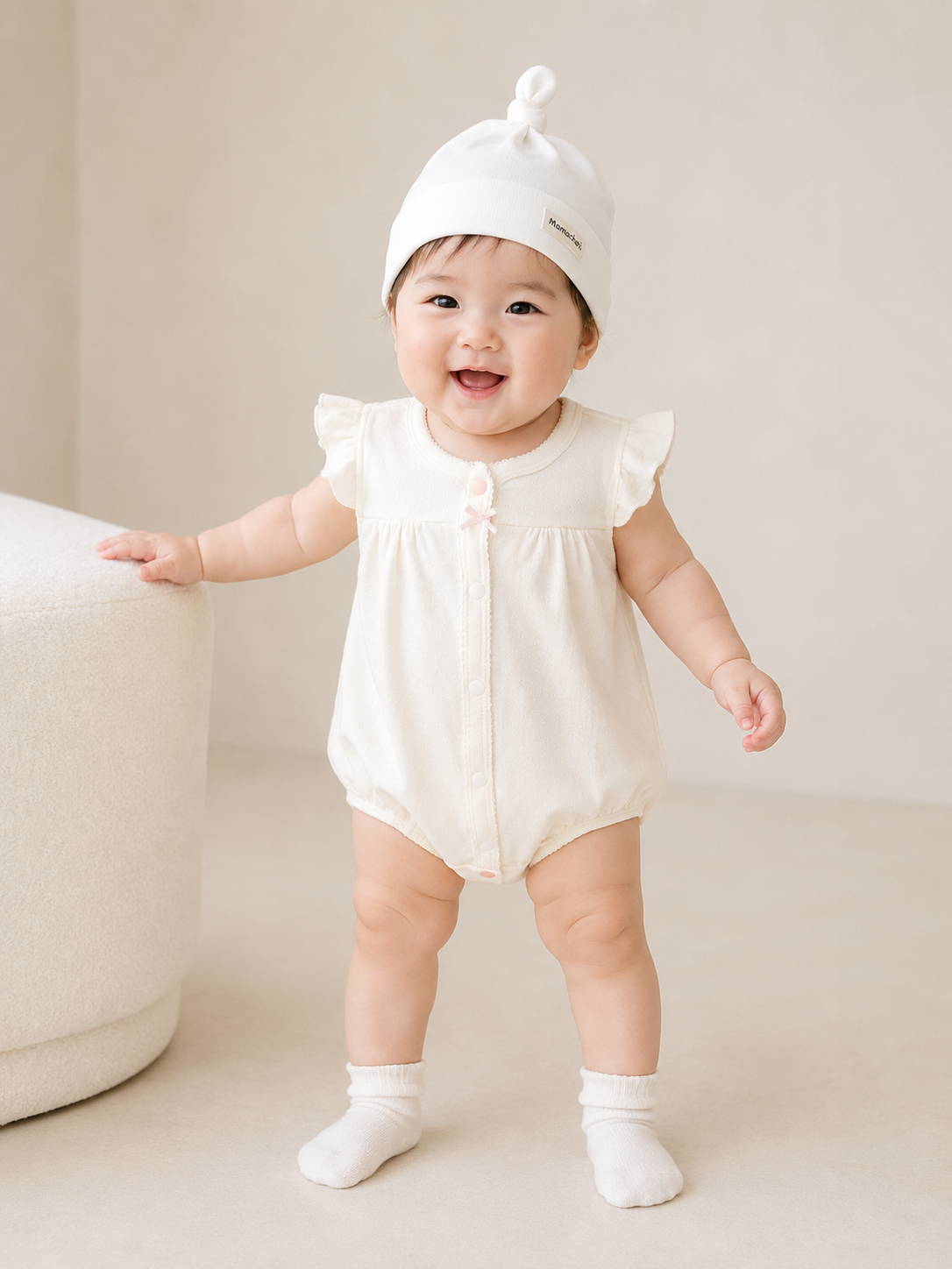 Bodysuit cộc tay bé gái AirCotton thoáng mát cúc phối màu