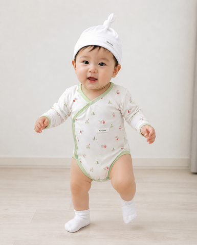  Bodysuit dài tay bé trai cúc cài lệch cao cấp 