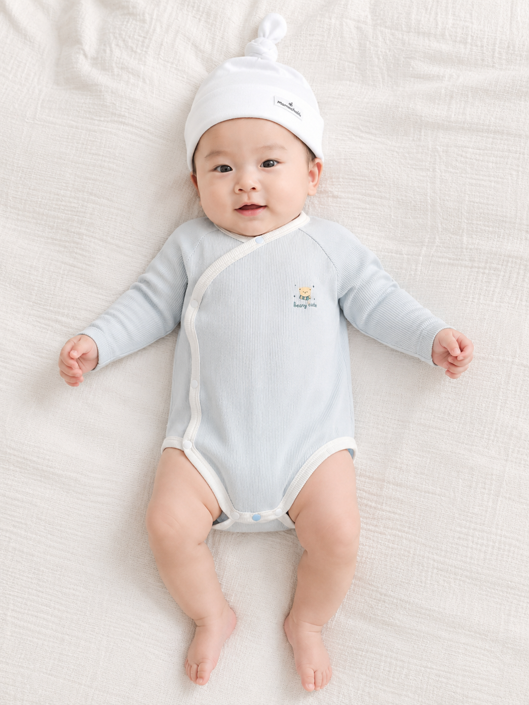  Bodysuit dài tay bé trai cúc phối màu thông minh 