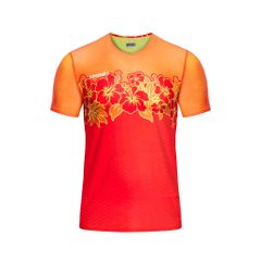 Áo thun thể thao không đường may họa tiết hoa lá đỏ