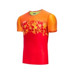 Áo thun thể thao không đường may họa tiết hoa lá đỏ