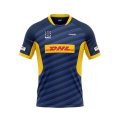 Áo Rugby thiết kế riêng họa tiết xanh vàng