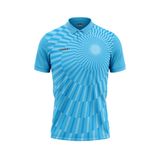  Áo thun đồng phục polo họa tiết xanh ya 