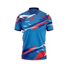 Áo Pickleball - Tennis polo họa tiết trắng phối xanh
