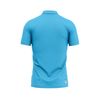 Thiết kế và sản xuất theo yêu cầu Áo polo đồng phục thể thao cổ polo tay ngắn họa tiết in thăng hoa Logo xanh xanh cyan vải pha Polyester-Spandex co giãn 4 chiều OEM/ODM MOQ thấp