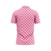Thiết kế và sản xuất theo yêu cầu Áo polo thể thao Pickleball & Tennis cổ polo tay ngắn họa tiết in thăng hoa dòng họa tiết vuông vải pha Polyester-Spandex co giãn 4 chiều OEM/ODM MOQ thấp