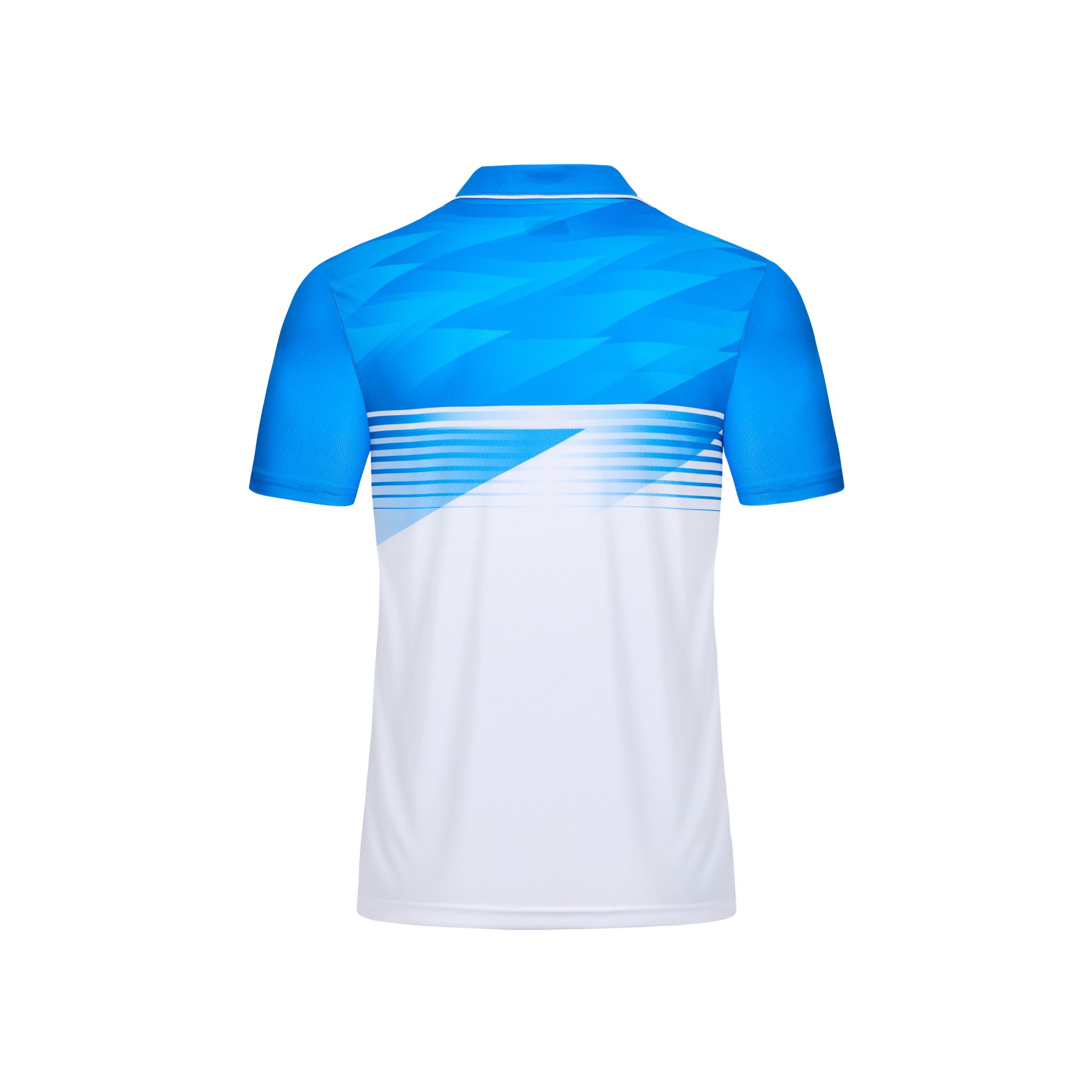  Thiết kế và sản xuất theo yêu cầu Áo polo thể thao Pickleball & Tennis cổ polo tay ngắn họa tiết in thăng hoa xanh cyan vải pha Polyester-Spandex co giãn 4 chiều OEM/ODM MOQ thấp 