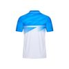 Thiết kế và sản xuất theo yêu cầu Áo polo thể thao Pickleball & Tennis cổ polo tay ngắn họa tiết in thăng hoa xanh cyan vải pha Polyester-Spandex co giãn 4 chiều OEM/ODM MOQ thấp