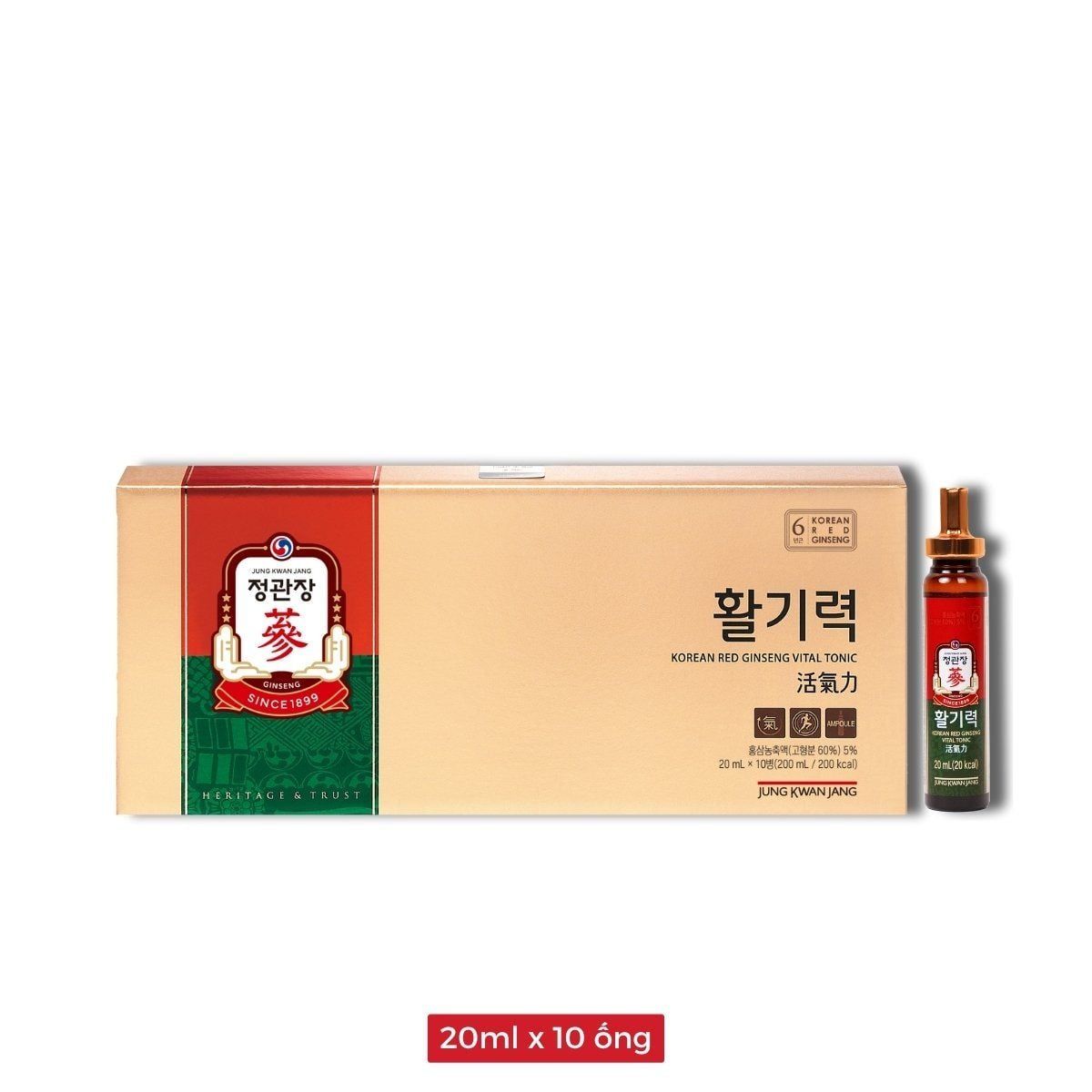  Nước Uống Hồng Sâm KGC Jung Kwan Jang Vital Tonic (Hwal Gi Ruk) (20ml x 10 Ống) 