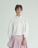  Puff-sleeve cotton blouse 