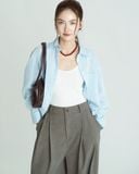  Hazel Twill Wide-Leg Trousers 