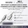  [No.1 Urban Tech Design] Cáp USB-C Aulumu M07 Steady Aluminum 240W – Sạc Nhanh 240W, Truyền Dữ Liệu 10Gbps, Xuất Video 4K@60Hz, Đầu Nhôm Nguyên Khối, Dài 1.2m/2m 