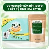  Bột Vệ Sinh Máy Rửa Bát Hữu Cơ Satos - Tẩy Cặn Vôi, Khử Mùi Hôi, Chiết Xuất Chanh Dầu Dừa, An Toàn Gia Đình 100g - KOCHI 