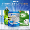  COMBO TOÀN DIỆN: 1 túi viên rửa KOCHI - 1 hộp muối rửa chén SATOS - 1 chai nước bóng SATOS - Sử dụng cho máy rửa chén 