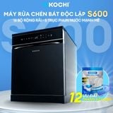  [Lắp đặt 0Đ -HCM/HN] Máy rửa chén độc lập KOCHI S600 - 16 bộ - 5 trục phun nước nóng 360° áp suất cao - Sấy khô PTC - Lưu trữ đối lưu 