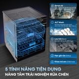  [Lắp đặt 0Đ -HCM/HN] Máy rửa chén độc lập KOCHI S600 - 16 bộ - 5 trục phun nước nóng 360° áp suất cao - Sấy khô PTC - Lưu trữ đối lưu 