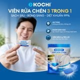  Viên rửa chén KOCHI 3 trong 1 - Sạch sâu - Sáng bóng - Diệt khuẩn 99.9% - Dùng cho mọi máy rửa chén - Viên 8 g tiện lợi 