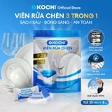  Viên rửa chén KOCHI 3 trong 1 - Sạch sâu - Sáng bóng - Diệt khuẩn 99.9% - Dùng cho mọi máy rửa chén - Viên 8 g tiện lợi 