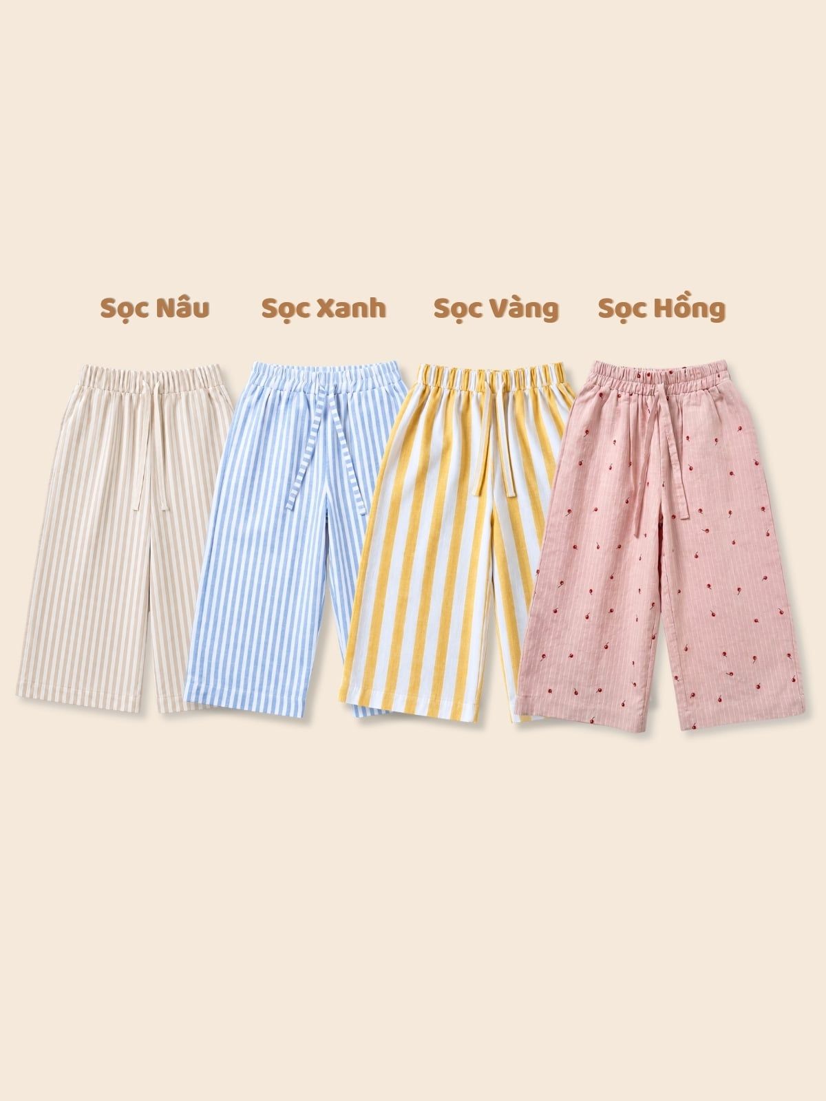 Quần dài linen sọc cho bé trai bé gái À Ú