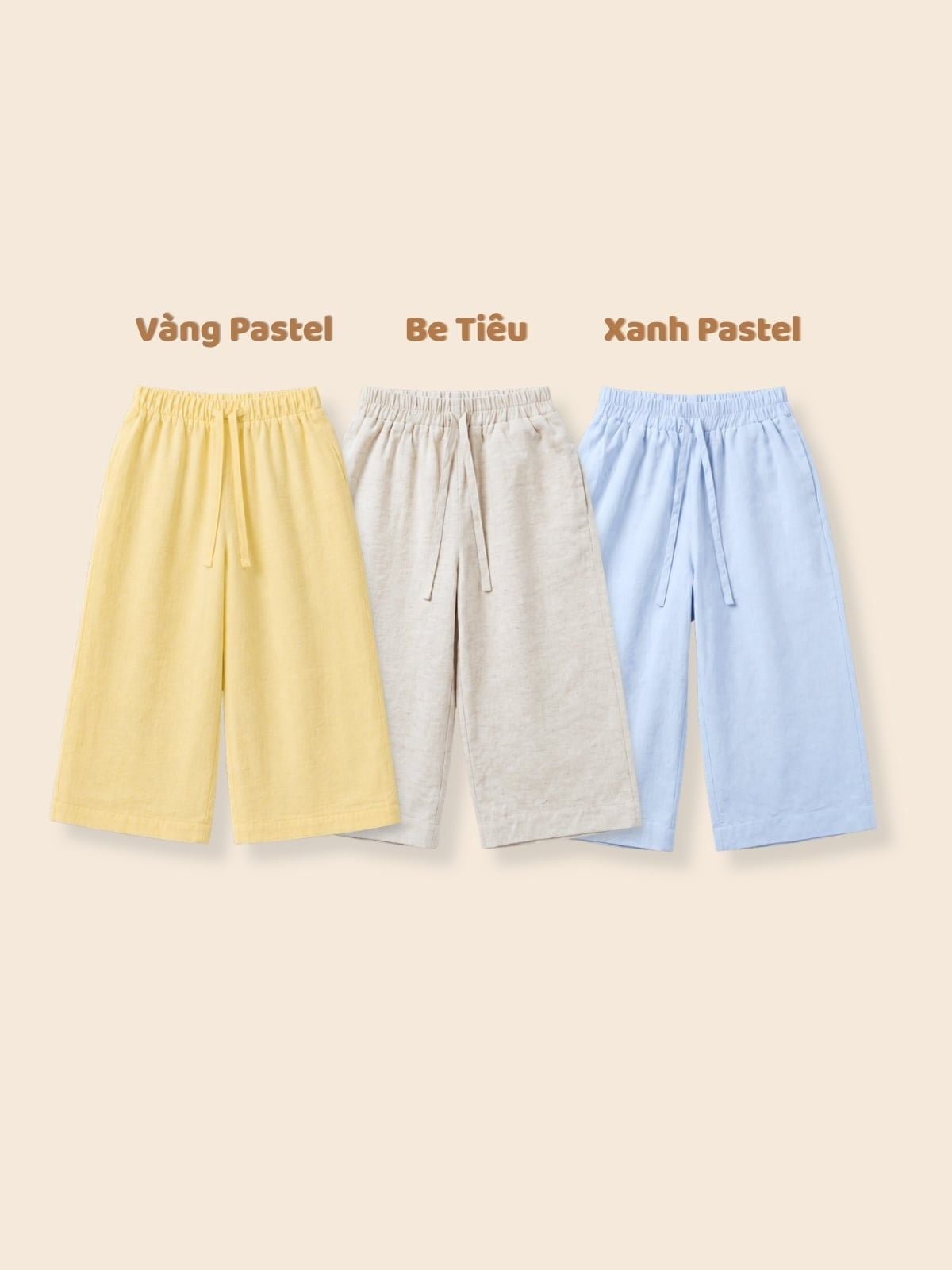Quần dài linen trơn cho bé trai bé gái À Ú