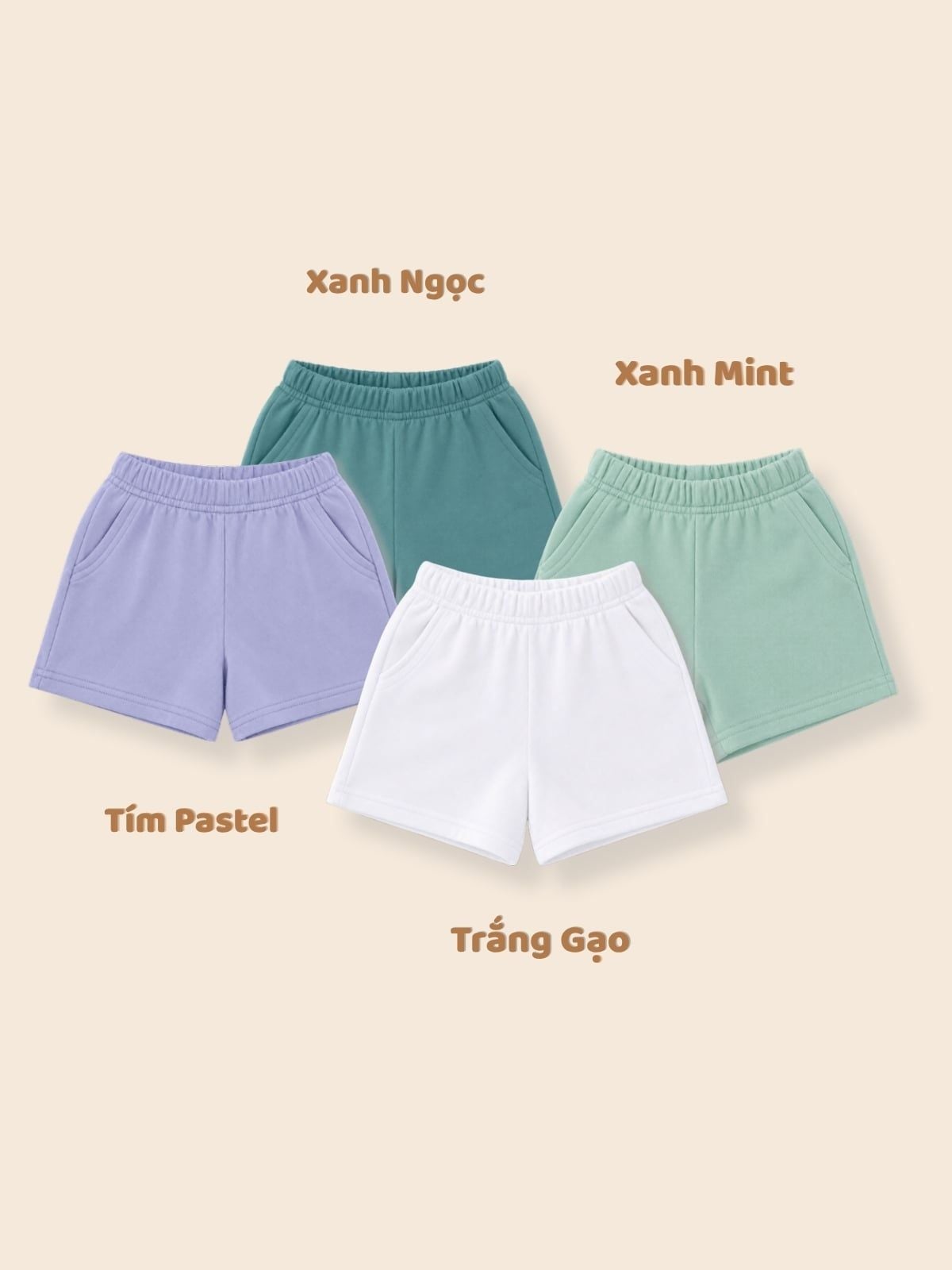 Quần short trơn thun cotton da cá cho bé