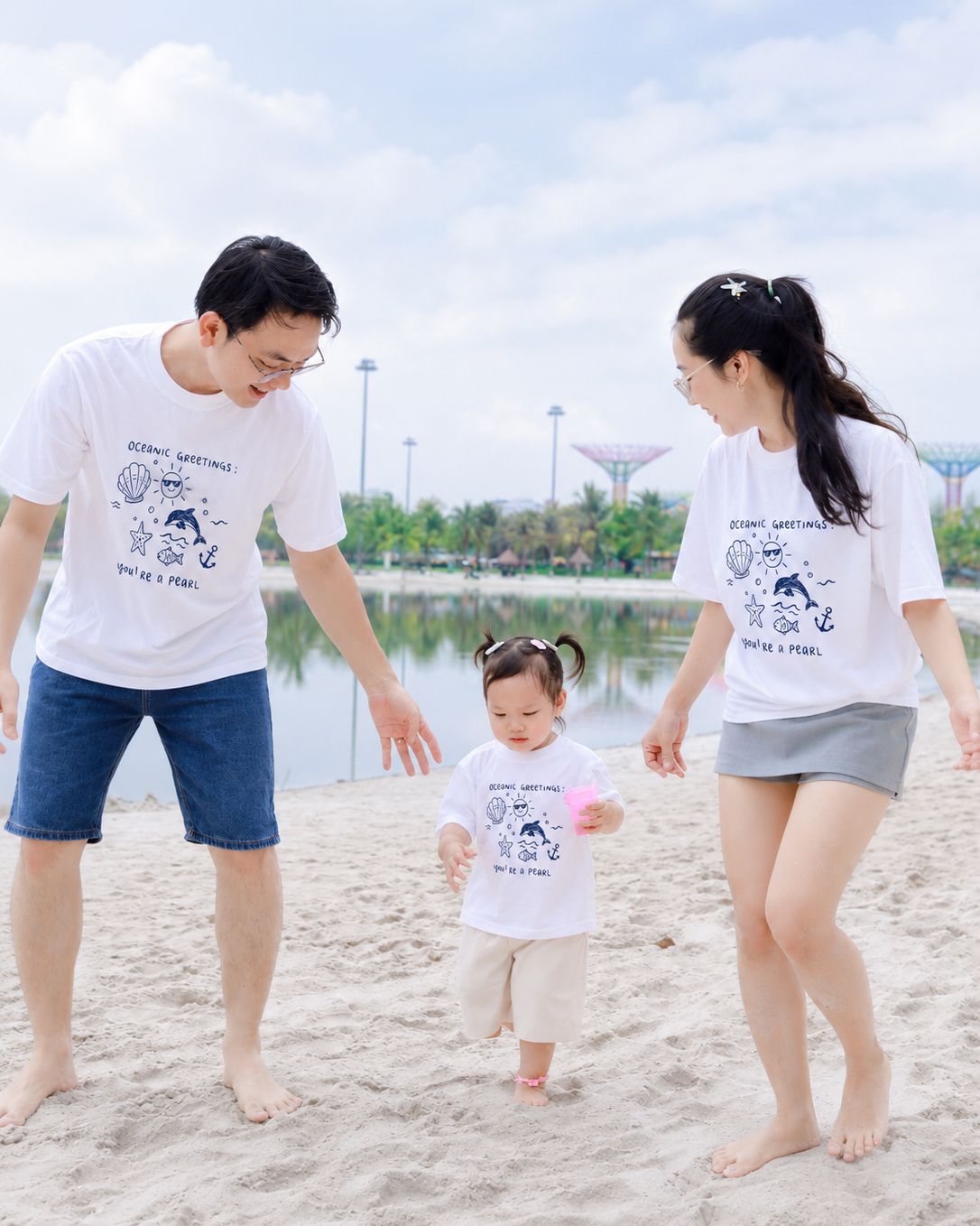 Áo thun tay ngắn người lớn mùa hè đại dương À Ú