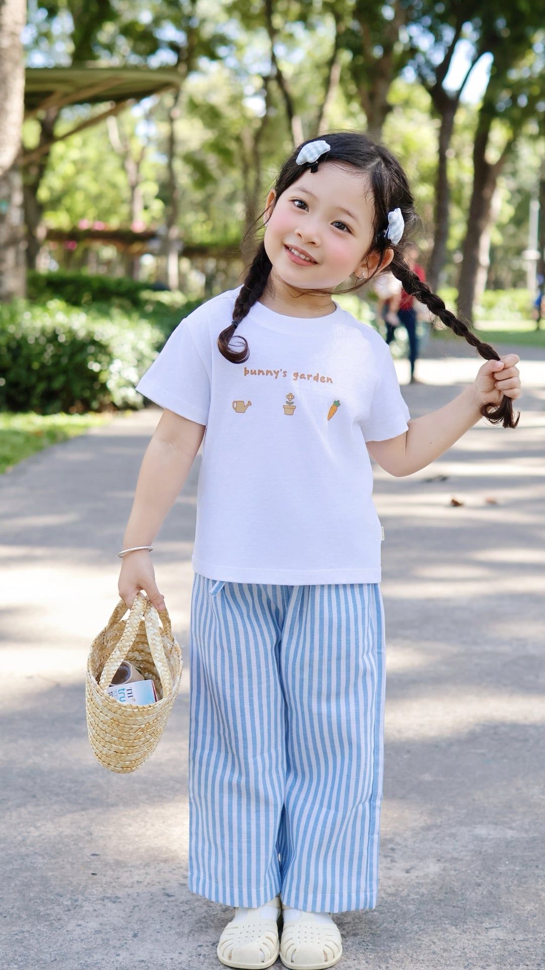 Quần dài linen sọc cho bé trai bé gái À Ú