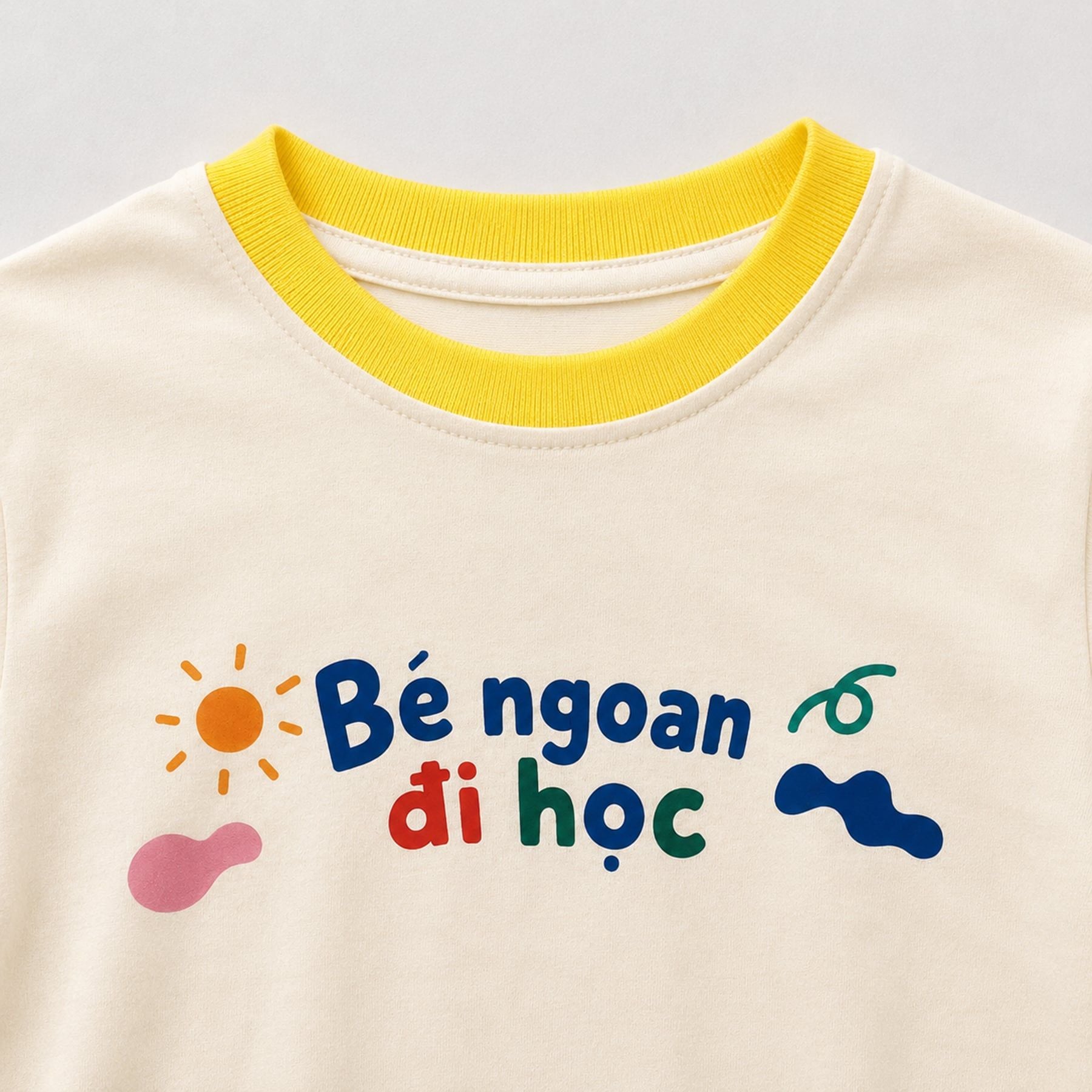 Áo thun tay ngắn in hình Bé ngoan đi học