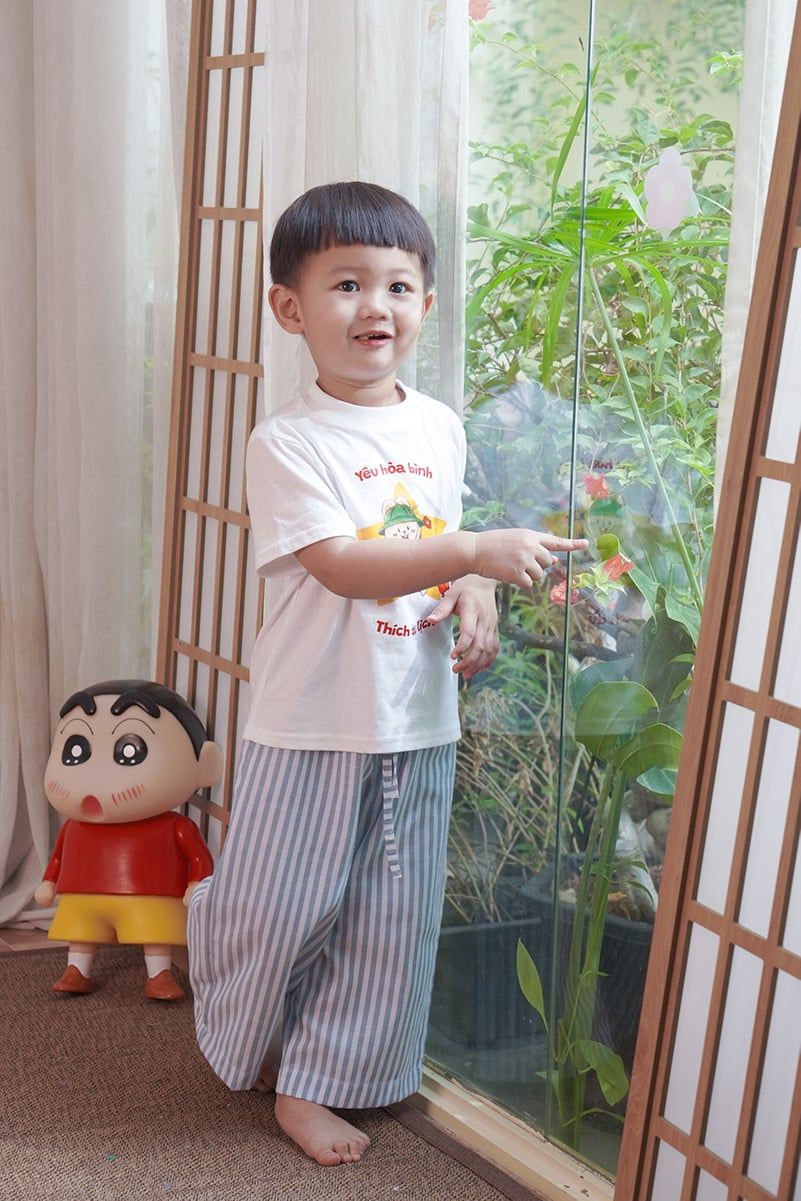 Quần dài linen sọc cho bé trai bé gái À Ú