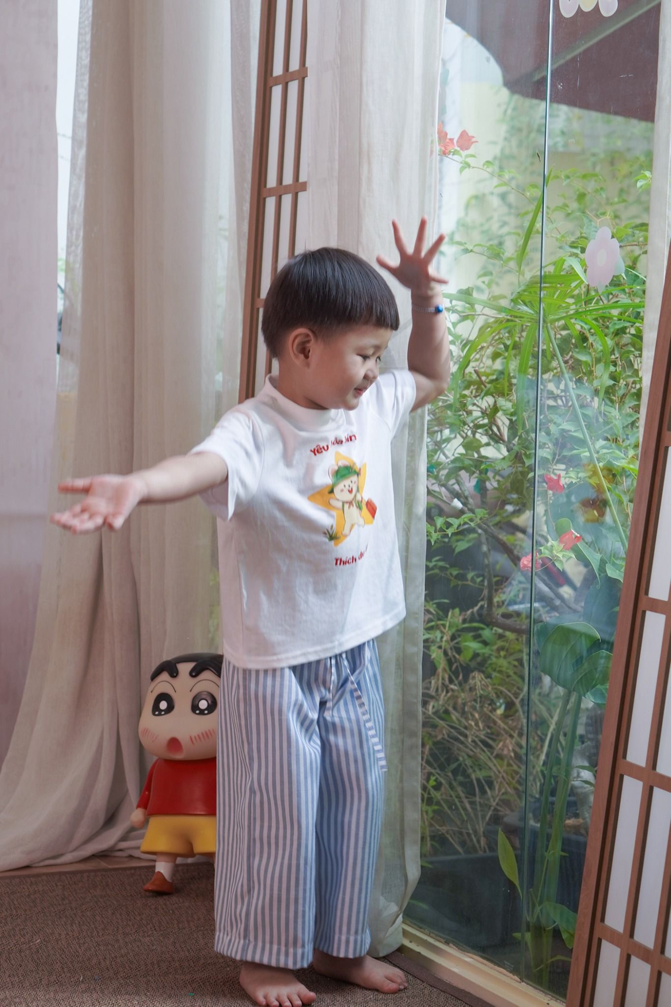 Quần dài linen sọc cho bé trai bé gái À Ú