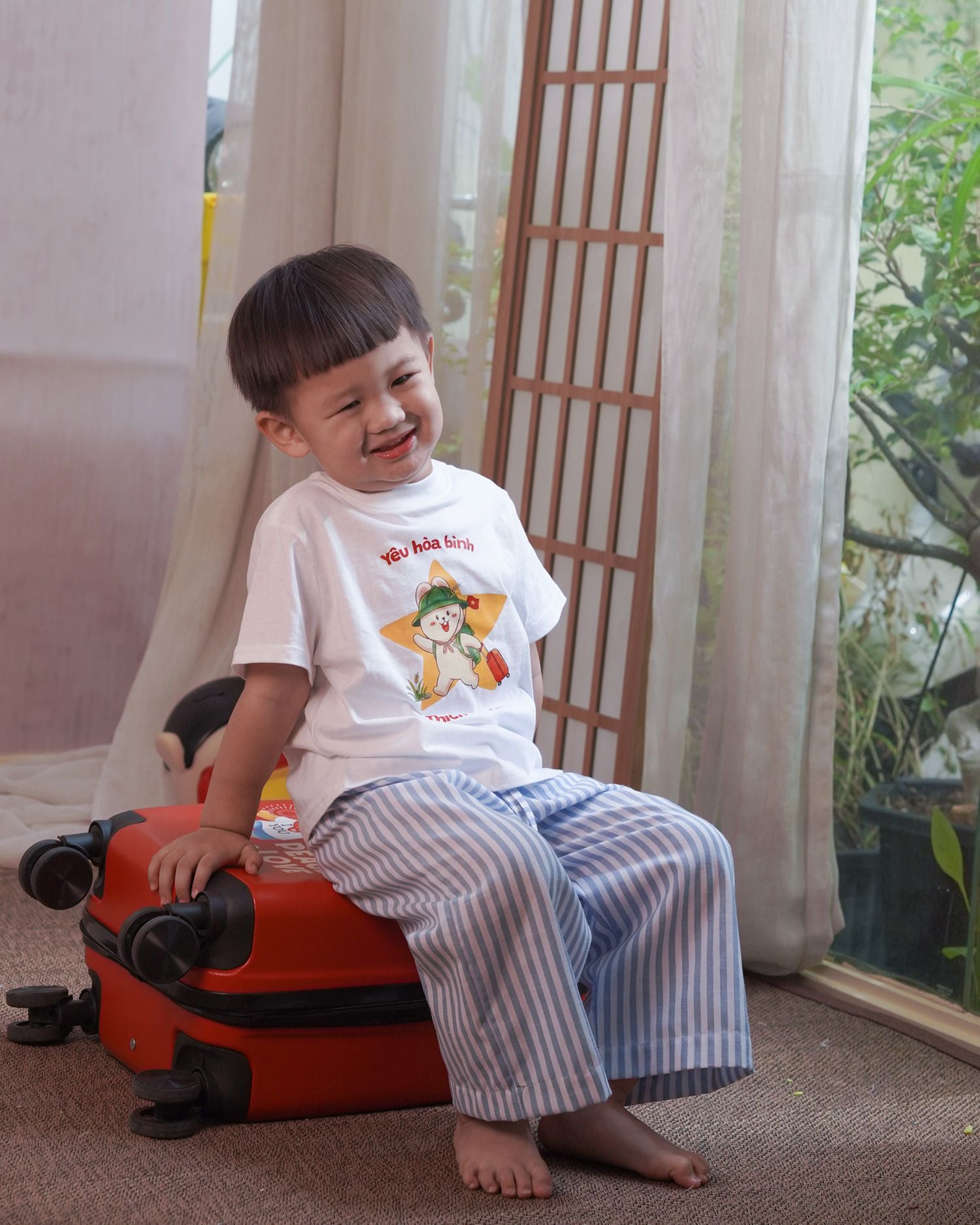 Quần dài linen sọc cho bé trai bé gái À Ú