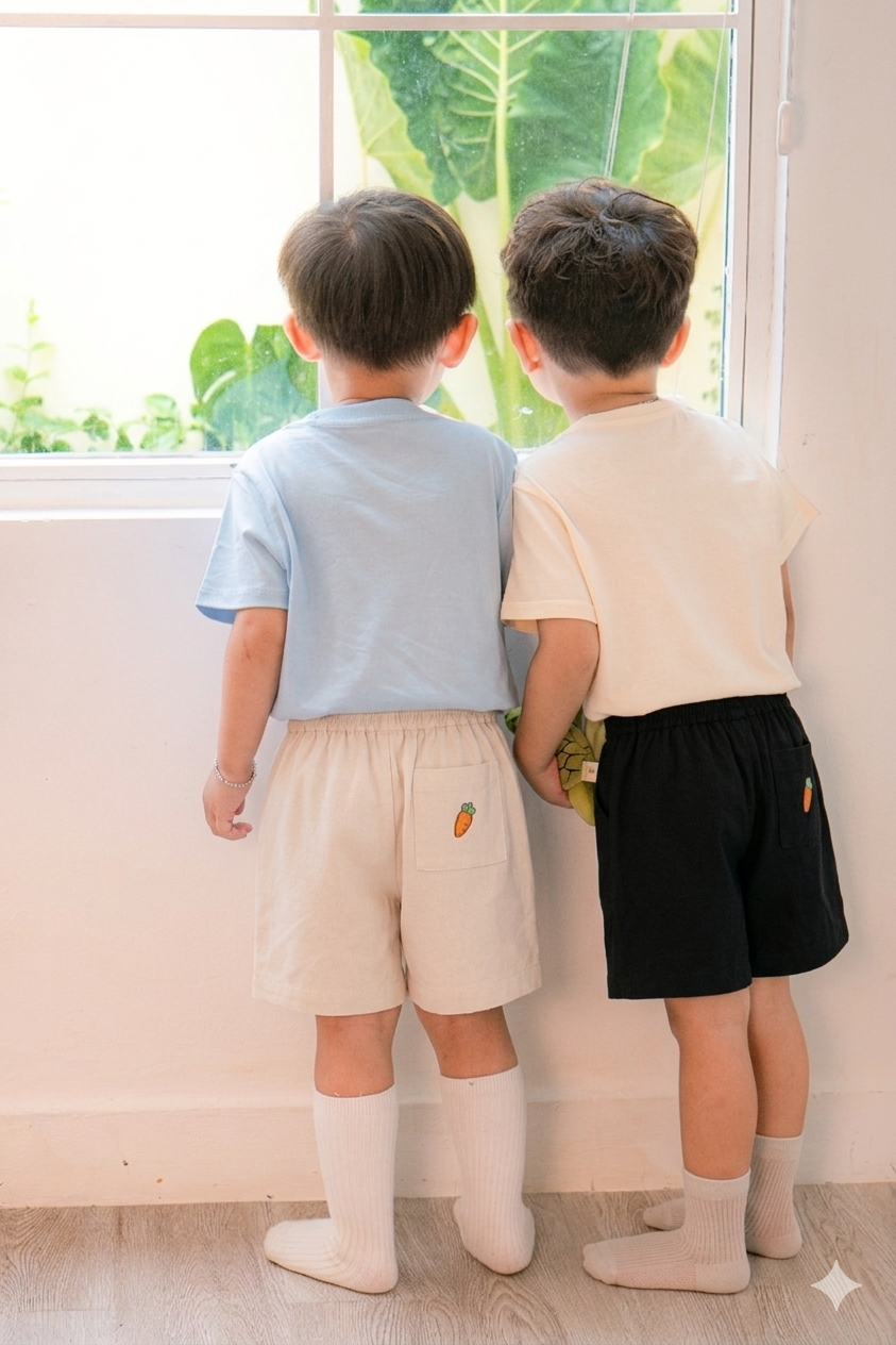 Quần kaki form lửng thêu carot cho bé trai bé gái À Ú
