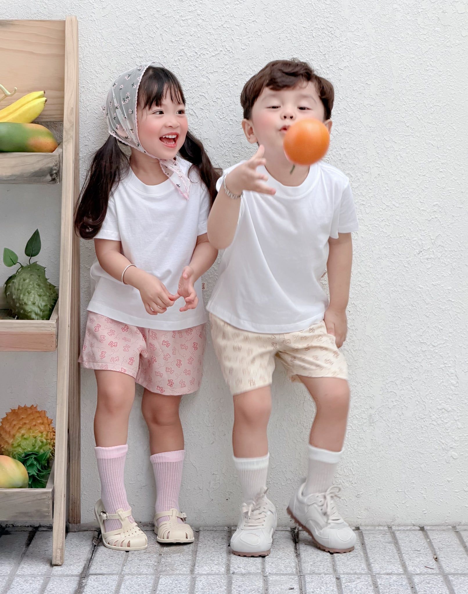 Quần short cho bé vải đũi in hoạ tiết ngựa