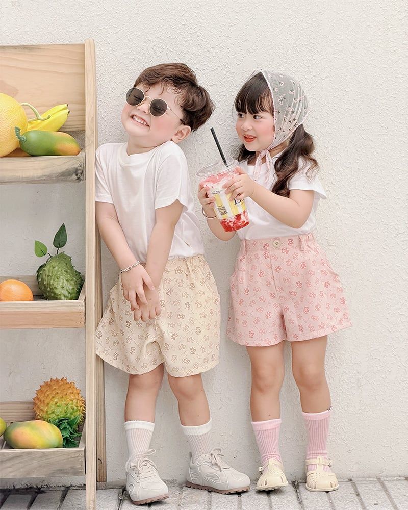  Quần short cho bé vải đũi in hoạ tiết ngựa 