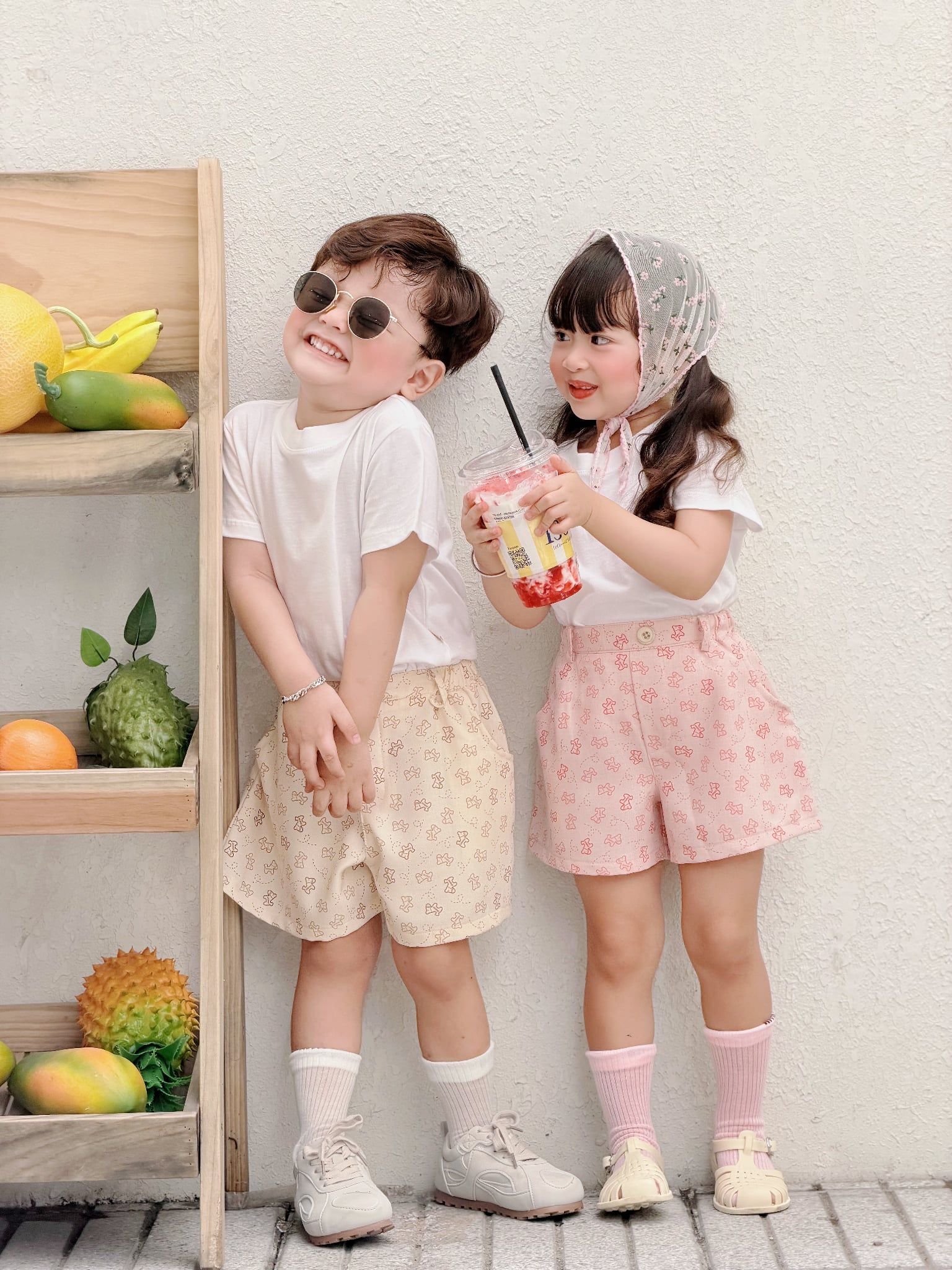 Quần short cho bé vải đũi in hoạ tiết ngựa