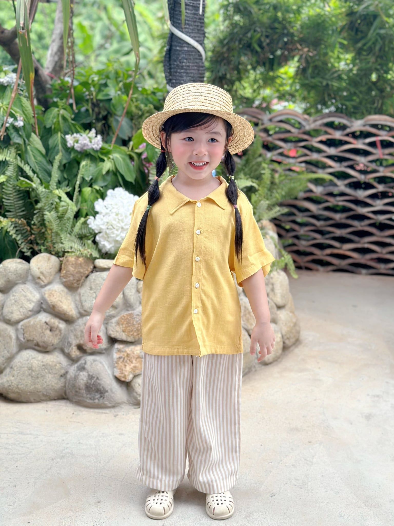 Quần dài linen sọc cho bé trai bé gái À Ú